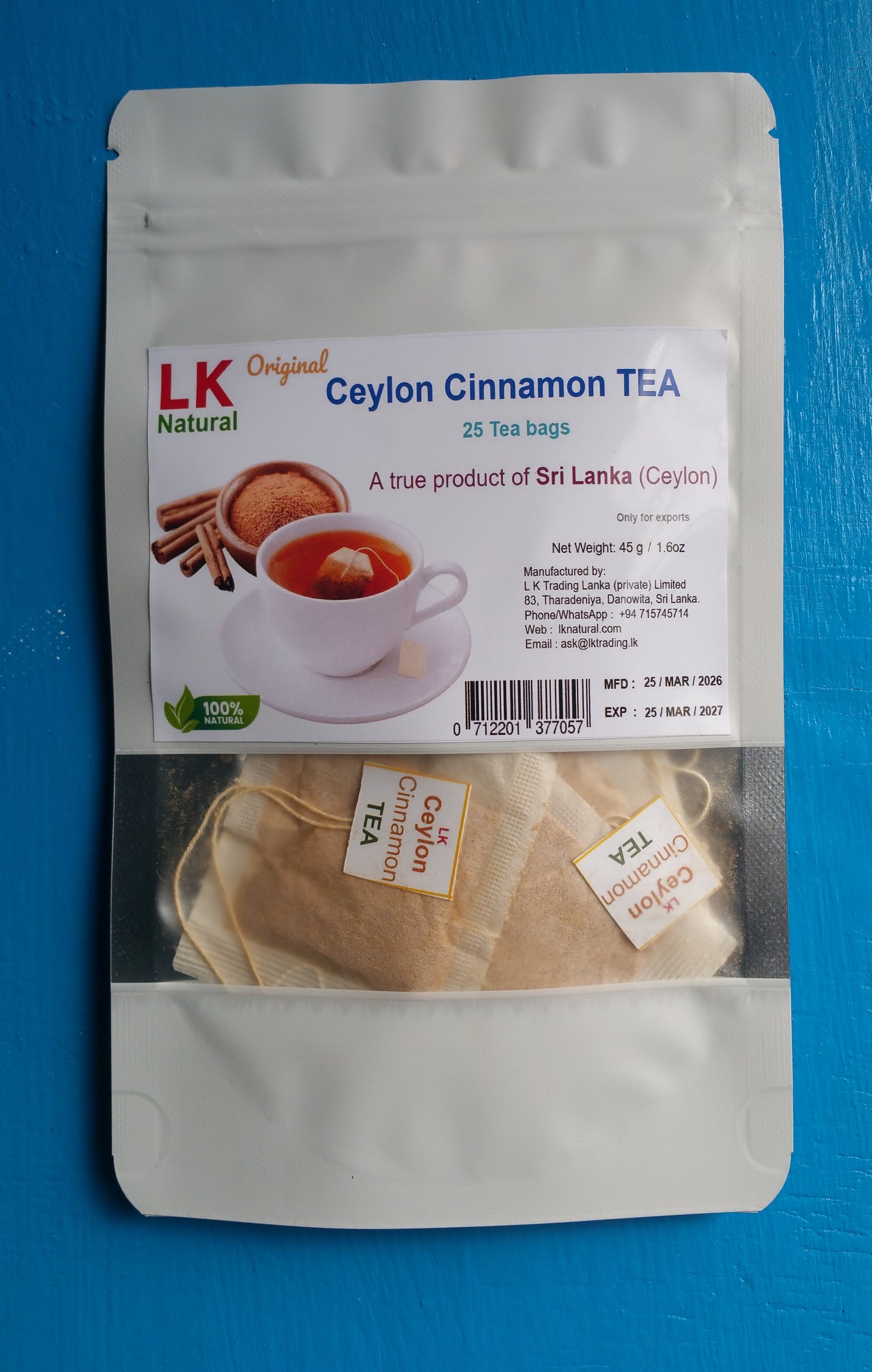 Original true Ceylon Cinnamon TEA - 25 bags - LK Natural
